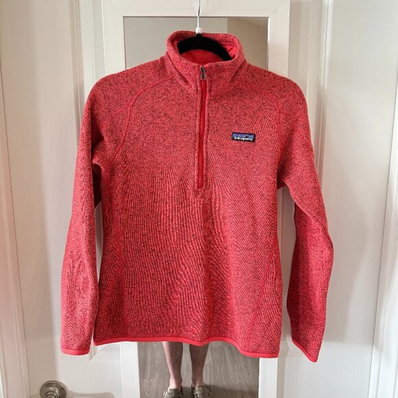 PATAGONIA Women's Better Sweater 1/4 Zip Pullover Jacket -Size S-Coral Heather - Picture 1 of 5